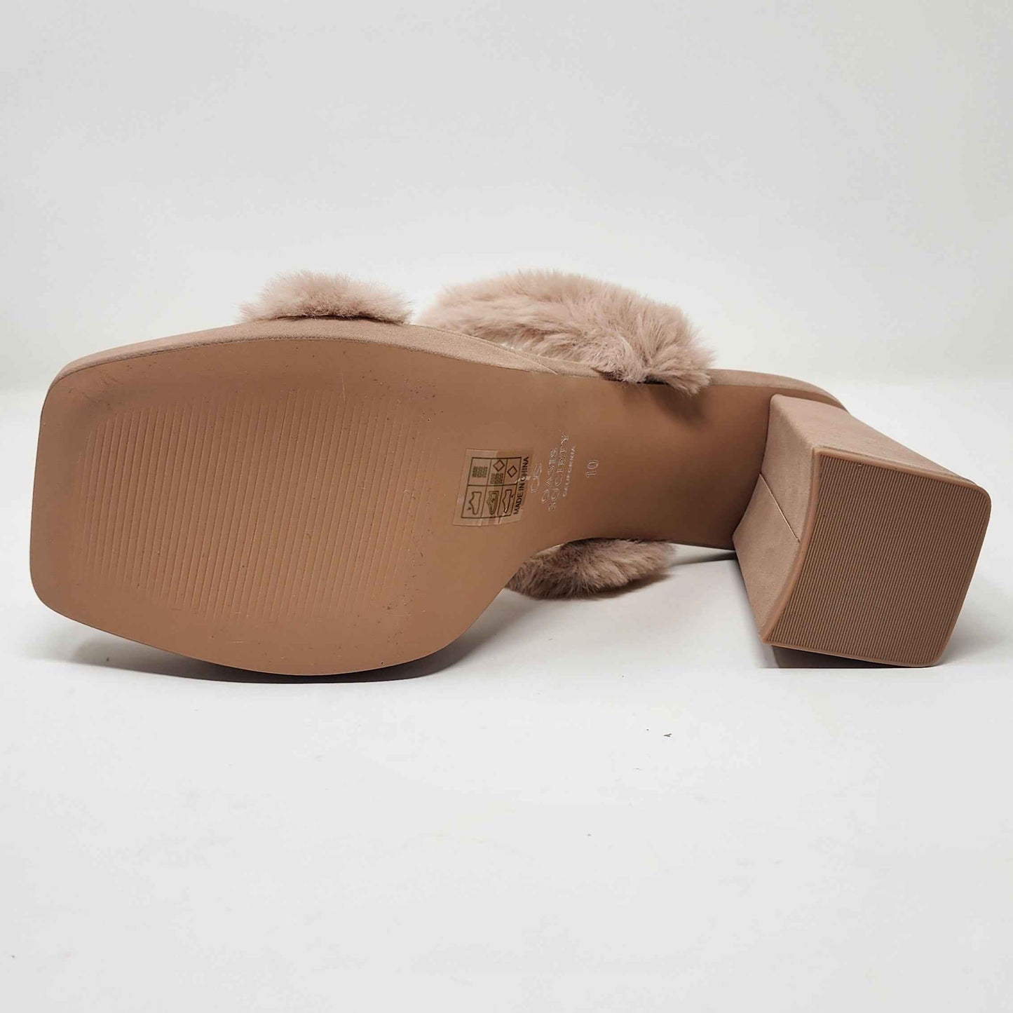 Fuzzy Banded Platform Heel Blush