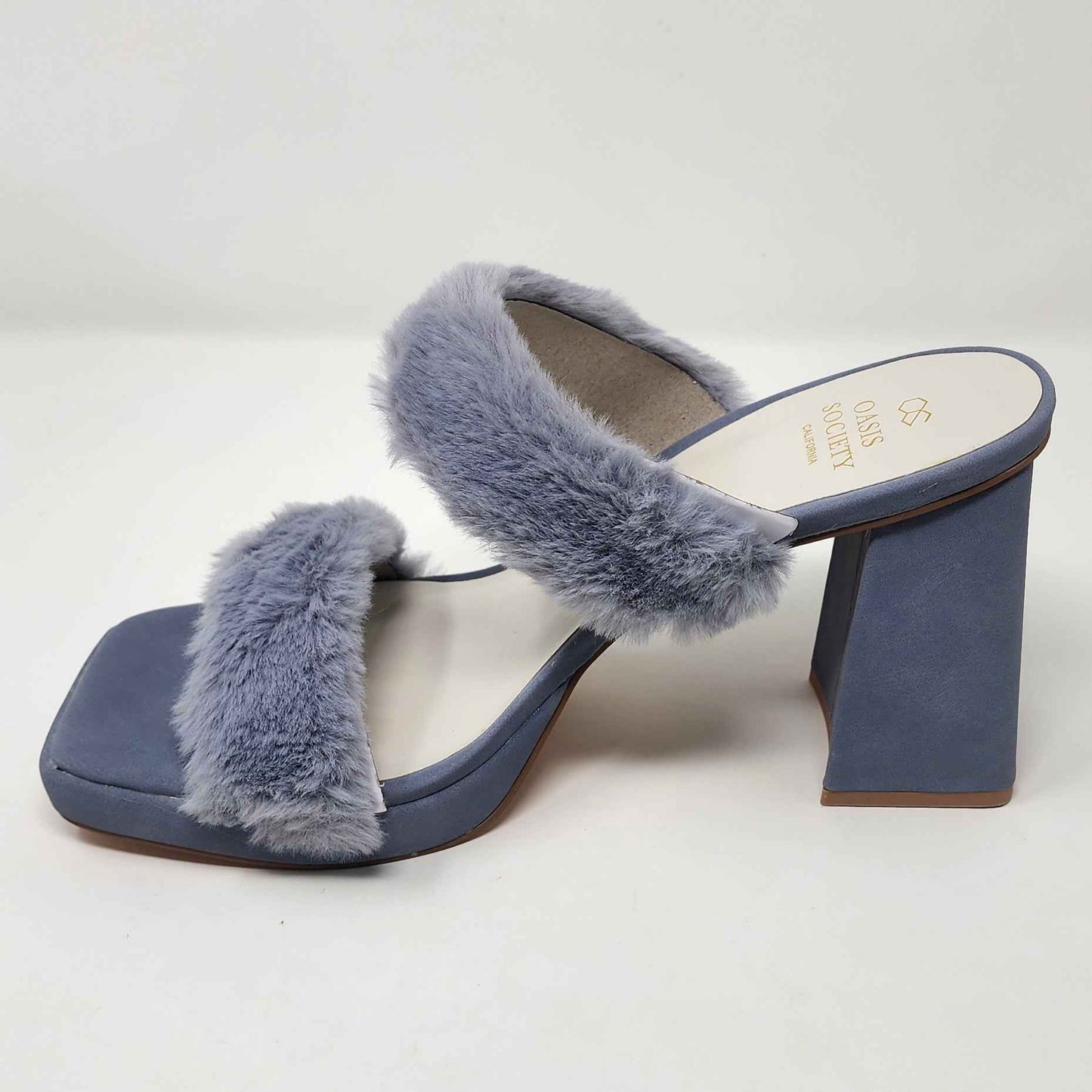 Fuzzy Banded Platform Heel Grey