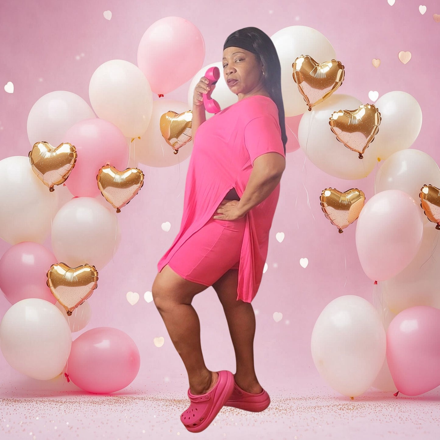 Neon Fuscia 2 Piece Short Set