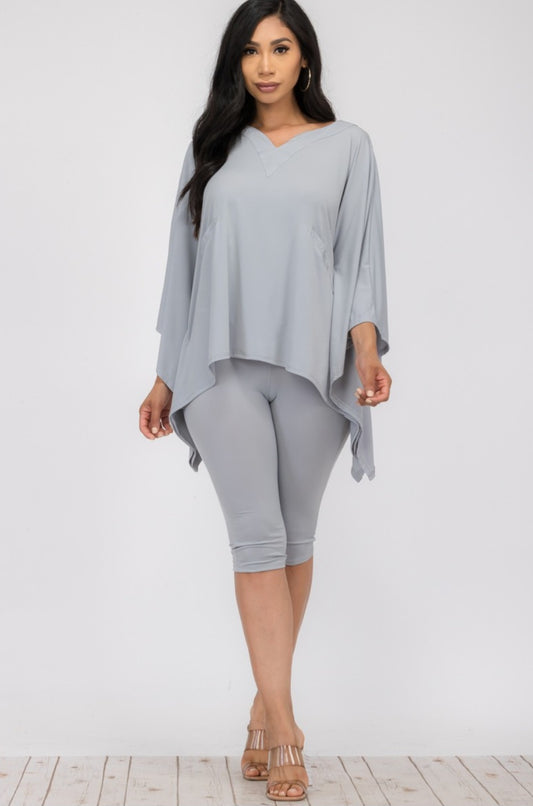 Relaxed V-Neck Top & Biker Short Set