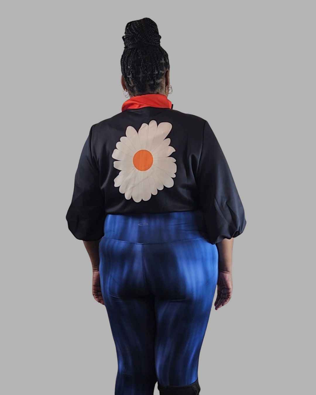 Color Flower Print Zipper Stand Collar Jackets Outerwear