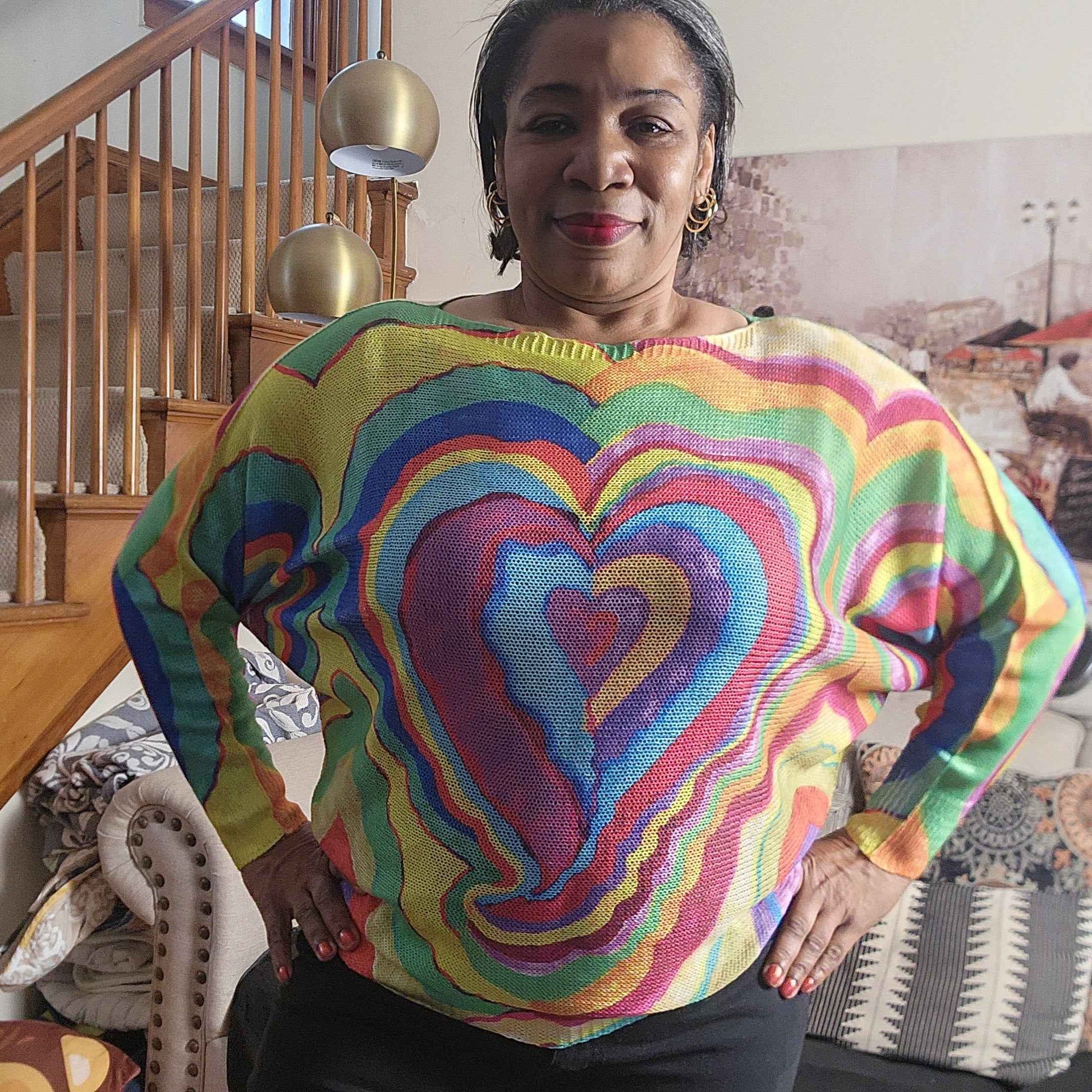 One Size fits All Relaxed fit knit heart sweater