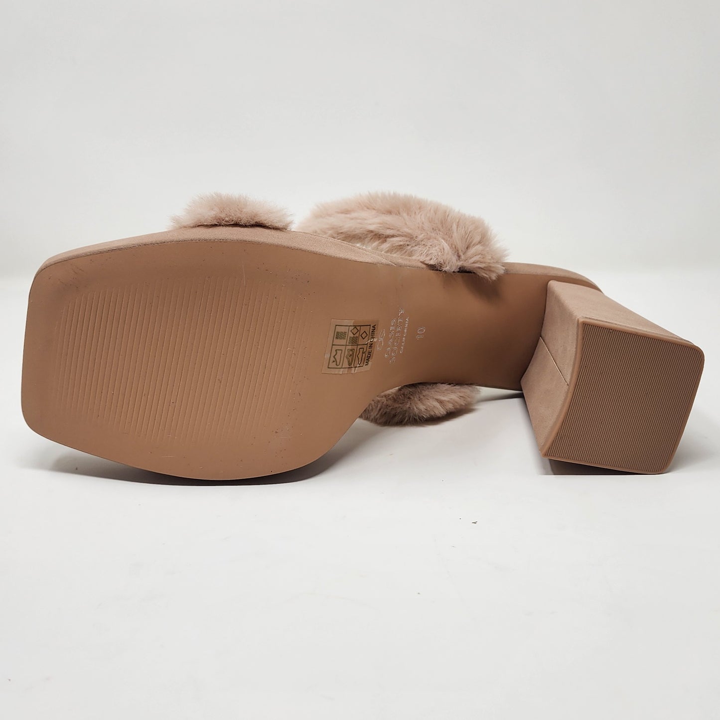 Fuzzy Banded Platform Heel Blush