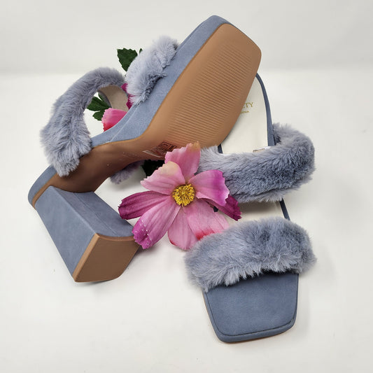 Fuzzy Banded Platform Heel Grey