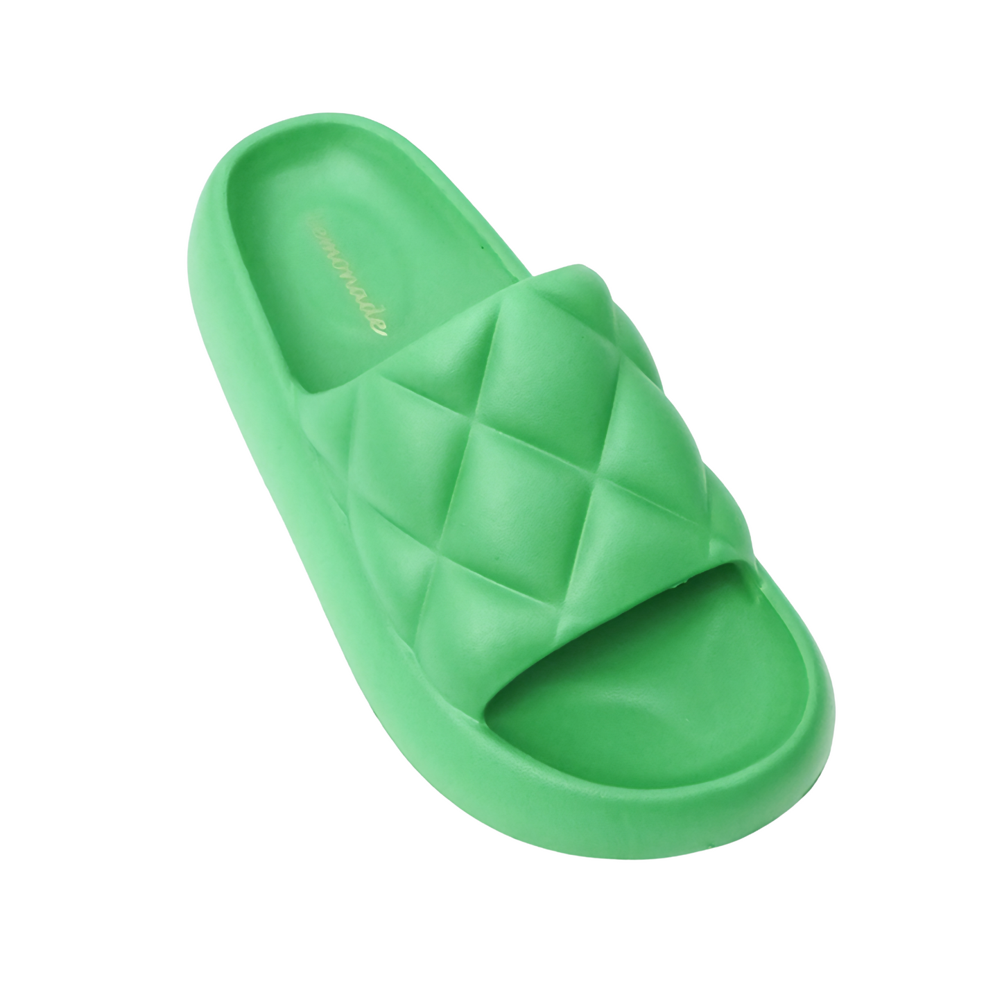 Green slide sandal on a white background