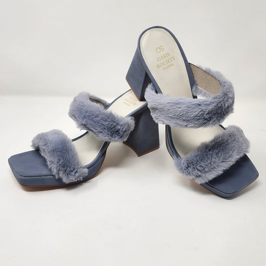 Fuzzy Banded Platform Heel Grey