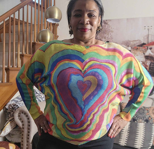 Womens one Size fits All Relaxed fit knit heart sweater